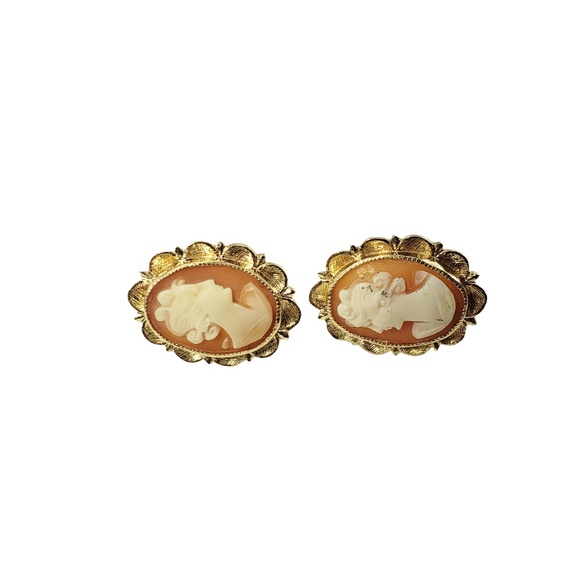 Vintage 14 Karat Yellow Gold Cameo Earrings #12704 - Picture 2 of 7